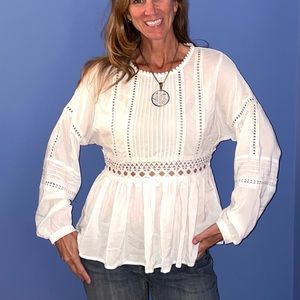 South Moon Under Moon River Romantic White Blouse
